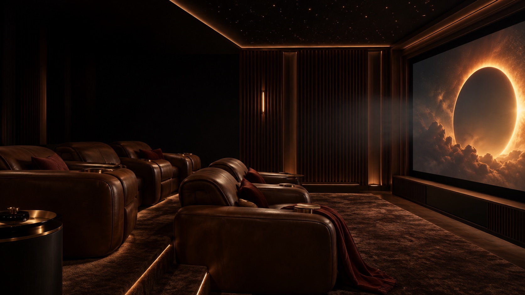 Concept di sala cinema con illuminazione integrata